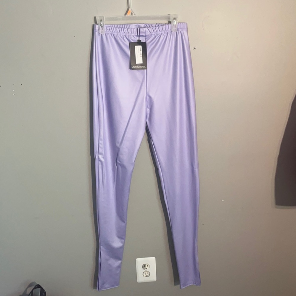 Faux leather split hem pants from PrettyLitteThings